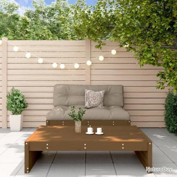 Salon de jardin 2 pcs avec coussins marron miel bois massif