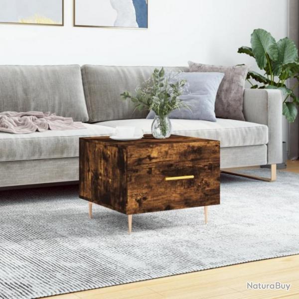 Table basse Chne fum 50x50x40 cm Bois d'ingnierie