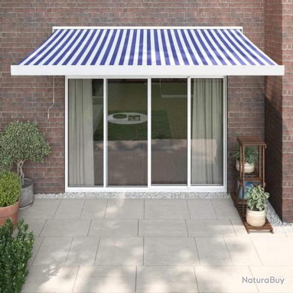 Auvent rtractable bleu et blanc 3,5x2,5 m tissu et aluminium