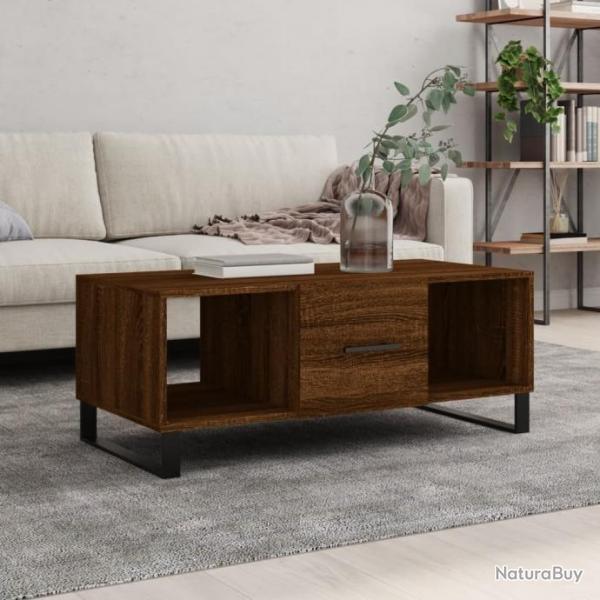 Table basse chne marron 102x50x40 cm bois d'ingnierie