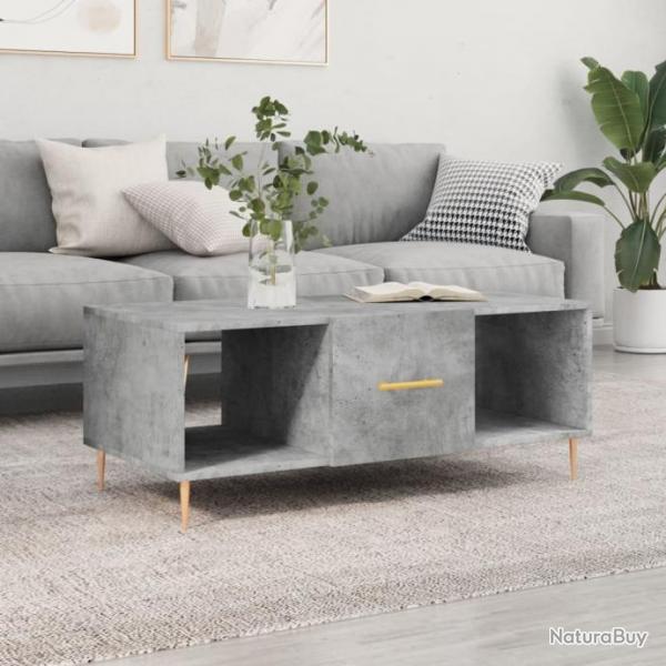 Table basse gris bton 102x50x40 cm bois d'ingnierie