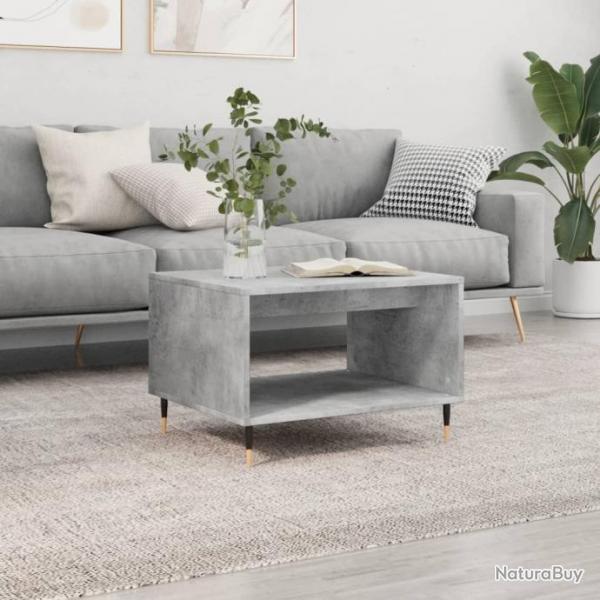 Table basse gris bton 60x50x40 cm bois d'ingnierie