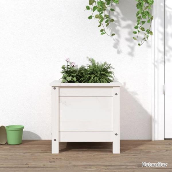 Jardinire blanc 40x40x39 cm bois massif de pin