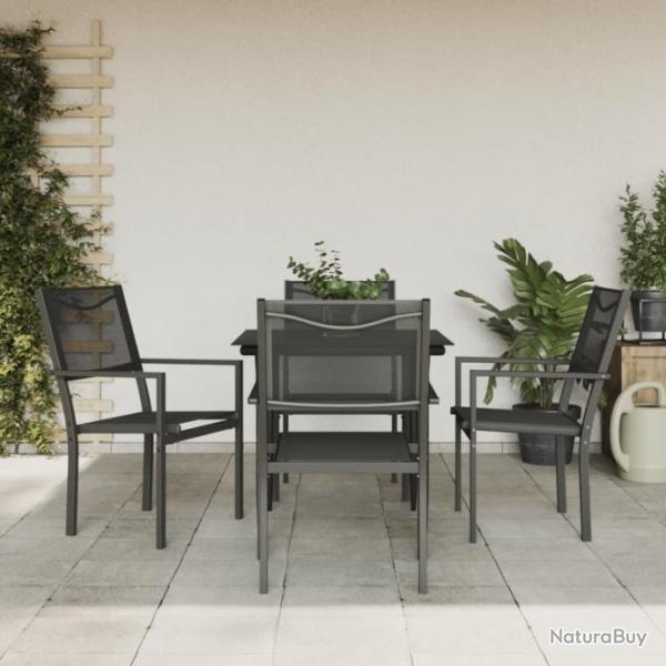 Ensemble  manger de jardin 5 pcs noir textilne et acier