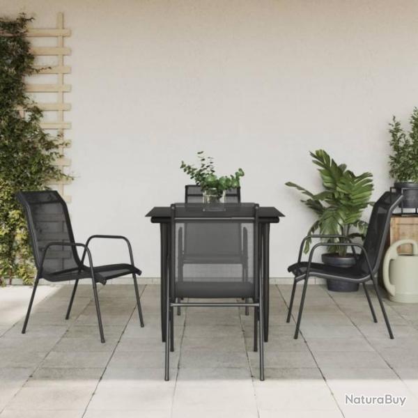 Ensemble  manger de jardin 5 pcs noir textilne et acier