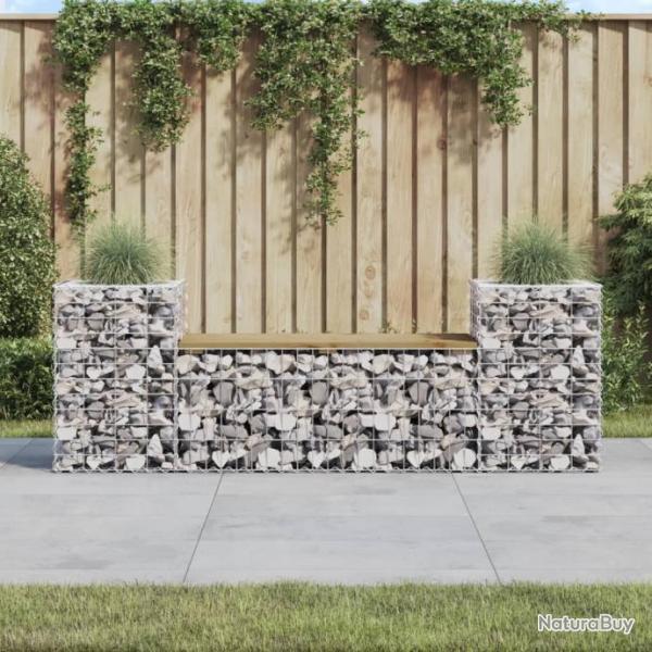 Banc de jardin design gabion 183x41x60,5cm bois de pin imprgn