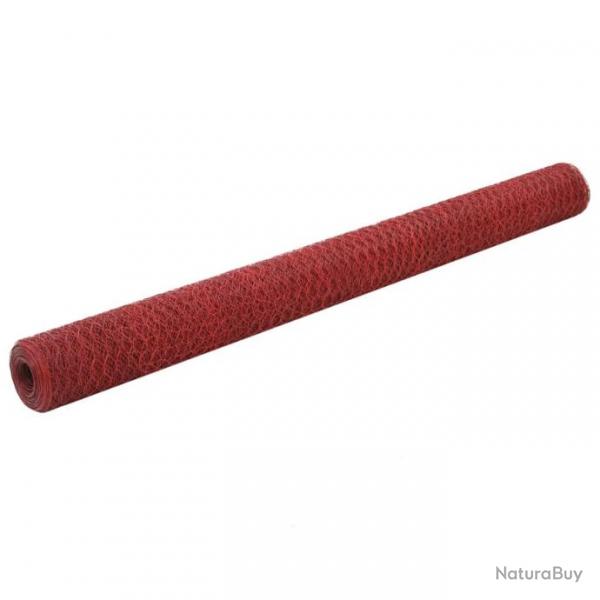 Grillage Acier avec revtement en PVC 25x1,5 m Rouge