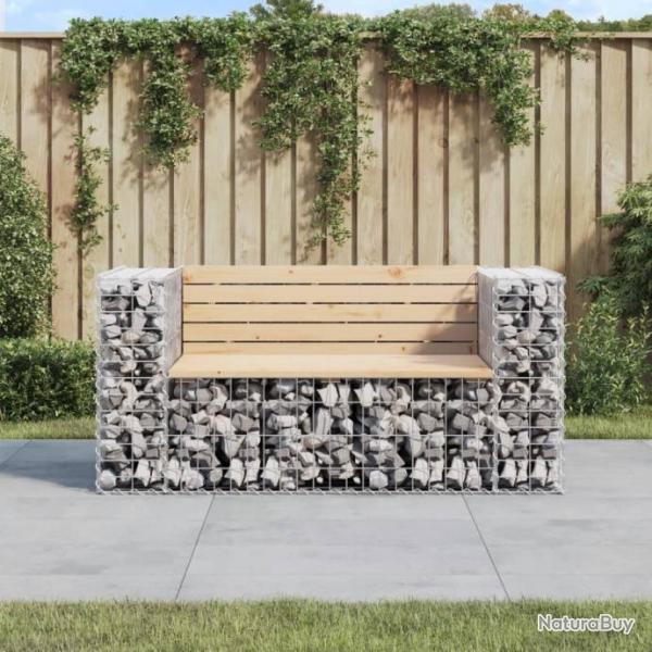 Banc de jardin design gabion 143x71x65,5 cm bois massif de pin