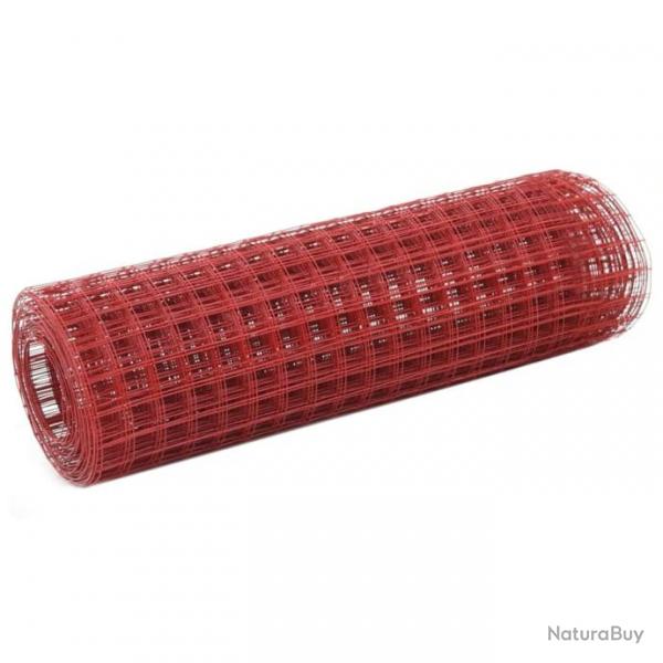 Grillage Acier avec revtement en PVC 10x0,5 m Rouge