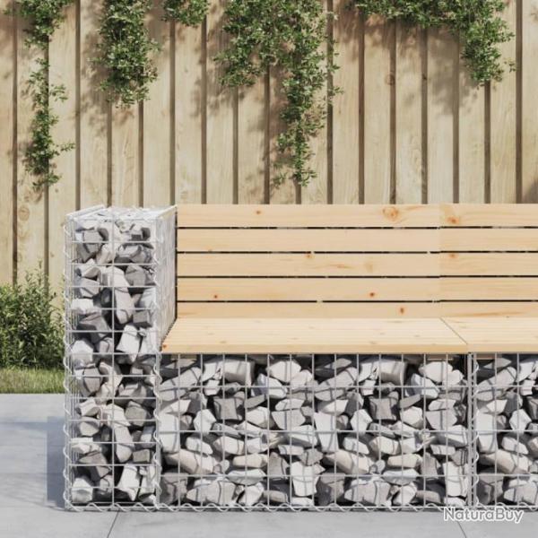 Banc de jardin design gabion 92x71x65,5 cm bois massif de pin