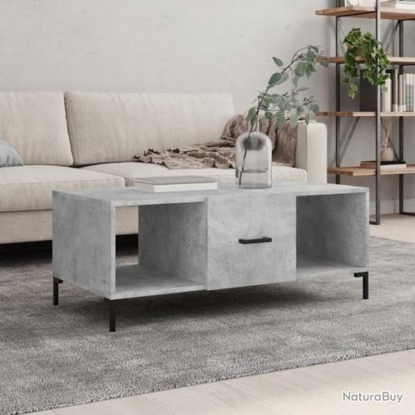 Table basse gris bton 102x50x40 cm bois d'ingnierie