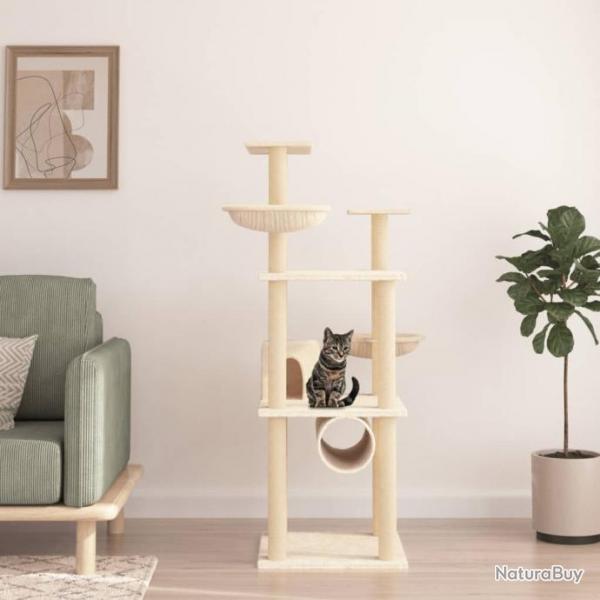 Arbre  chat avec griffoirs en sisal crme 141 cm