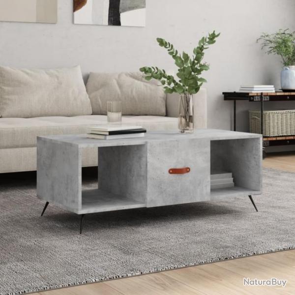 Table basse gris bton 102x50x40 cm bois d'ingnierie