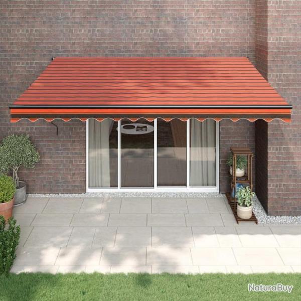 Auvent rtractable orange et marron 4,5x3 m tissu et aluminium