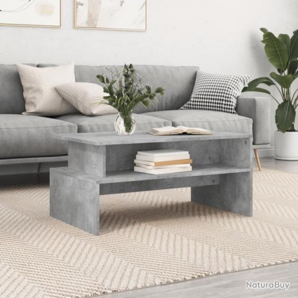 Table basse gris bton 90x55x42,5 cm bois d'ingnierie