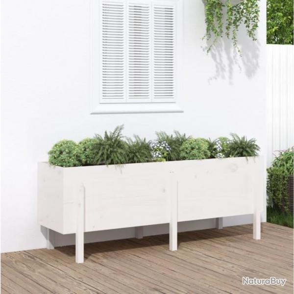 Lit surlev de jardin blanc 160x50x57 cm bois de pin massif