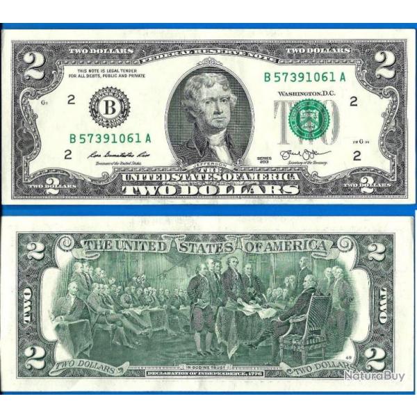Usa 2 Dollars 2013 Mint New York B2 Billet Dollar Etats Unis Nord Amerique