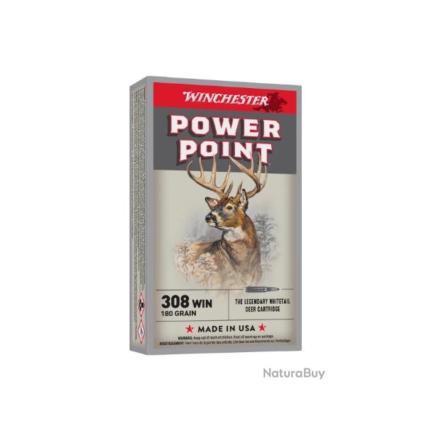 Munitions WINCHESTER cal.308win power point 180gr 11.66g par 20