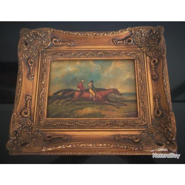 Reproduction encadre course hippique-course de chevaux sur toile et panneau de bois par John Dalby