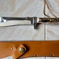 Couteau de Chasse PUMA WHITE HUNTER Bois de Cerf (116375) - Neuf avec étui en cuir