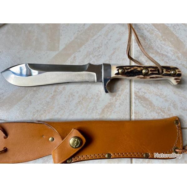 Couteau de Chasse PUMA WHITE HUNTER Bois de Cerf (116375) - Neuf avec tui en cuir