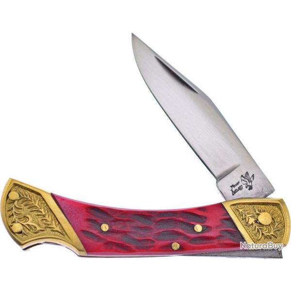 F14003RJB Couteau Frost Cutlery Lockback Manche Os Rouge Lame Acier Inox