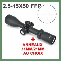LUNETTE DE TIR 2.5-15x50 FFP VISIONKING - Mil-Dot - ANNEAUX 11mm/21mm AU CHOIX - LIVRAISON GRATUITE!