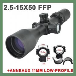 LUNETTE DE TIR 2.5-15x50 FFP VISIONKING - Mil-Dot - ANNEAUX 11mm LOW PROFILE - LIVRAISON GRATUITE!