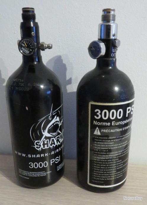 Bouteille Paintball Air comprimé Shark 0.8L 3000PSI