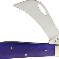 F14441PSB Couteau Serpette Frost Cutlery Hawkeye Purple Bone Manche Os Lame Acier Inox