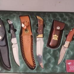Ancien coffret chasse 3 couteaux Pradel neuf artisanat et tradition