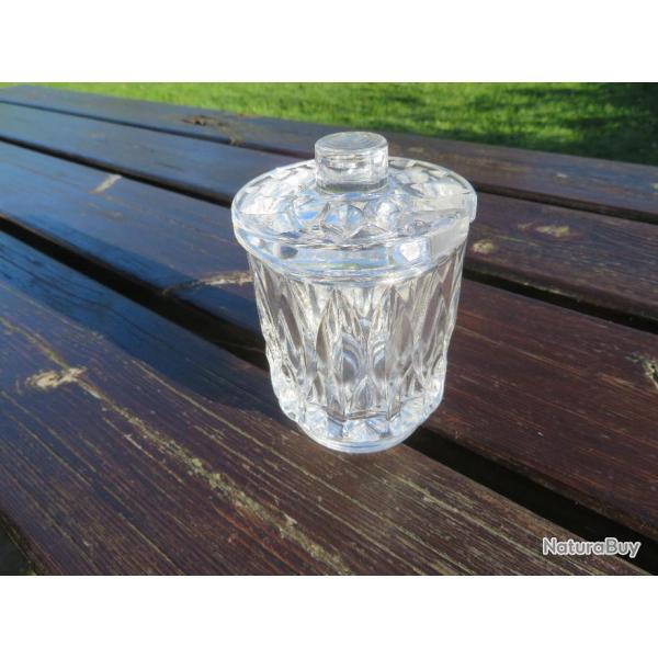 VINTAGE - Ancien Moutardier/Confiturier de table en verre taill cisel (XX)