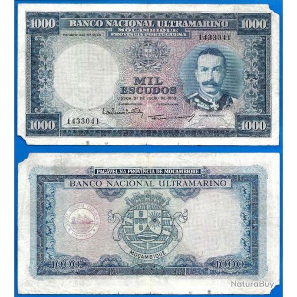Mozambique 1000 Escudos 1953 Escudos Colonie Portugal Billet