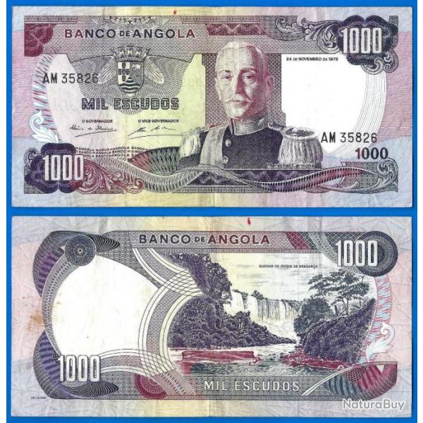 Angola 1000 Escudos 1972 Carmona Afrique Escudo Billet Prefixe AM