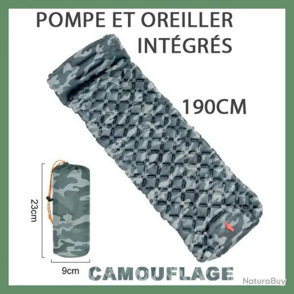 MATELAS GONFLABLE CAMPING ULTRALGER - POMPE INTGRE- 190CM - CAMOUFLAGE - LIVRAISON GRATUITE