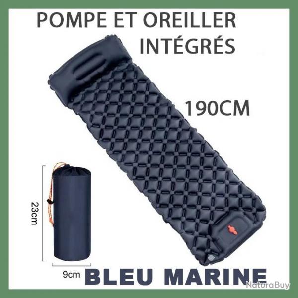 MATELAS GONFLABLE CAMPING ULTRALGER - POMPE INTGRE- 190CM - BLEU MARINE - LIVRAISON GRATUITE