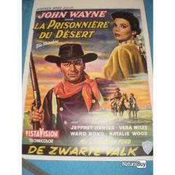 Affiche belge "LA PRISONNIERE DU DESERT" avec John WAYNE ! Collection, Cowboy, Country...
