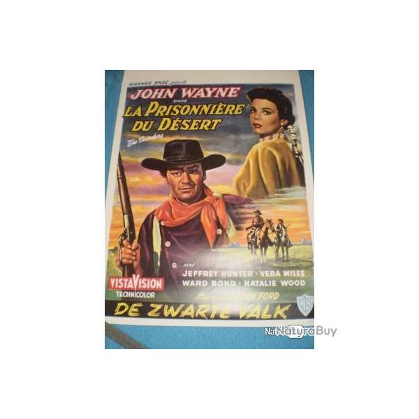 Affiche belge "LA PRISONNIERE DU DESERT" avec John WAYNE ! Collection, Cowboy, Country...