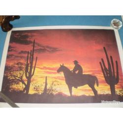 Poster "COWBOY au couché de soleil " ! Collection, Cowboy, Country...