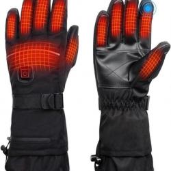 Gants Chauffants 5000mAh Électriques Rechargeables 3 Niveaux Chauffage Imperméables 2 Batteries