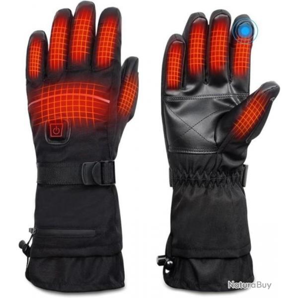 Gants Chauffants 5000mAh lectriques Rechargeables 3 Niveaux Chauffage Impermables 2 Batteries