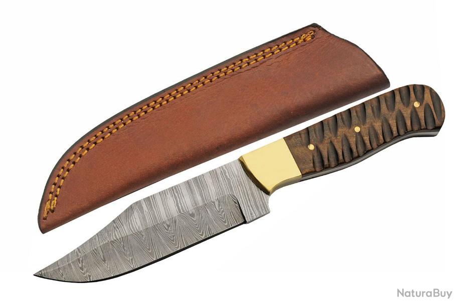 Grand couteau Navaja acier damas os de mammouth, couteau collection Grand couteau Navaja acier damas os de mammouth, couteau collection