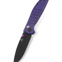 Couteau Bestech Bestechman Goodboy Purple G10 Lame Acier D2 Gray DLC IKBS Button Lock Clip BTKMK04F