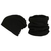 Bonnet Tube Snood Réversible Vert/polaire Noir - Taille Unique Neuf