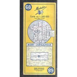 carte départementale michelin niort chateauroux 68  1 cm = 2 km de 1970