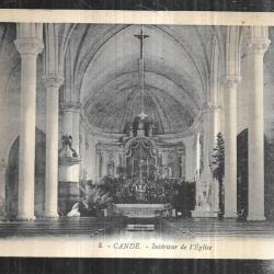 candé intérieur de l'église  carte postale ancienne