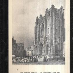 ancien nantes la cathédrale vers 1840 avec le puits et le marché carte postale ancienne