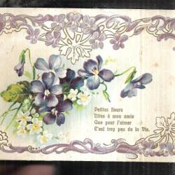 bouquet violettes utilisée comme carte de voeux bonne année carte postale ancienne