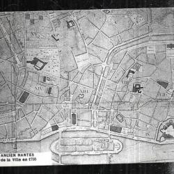 ancien nantes plan de la ville en 1795 carte postale ancienne