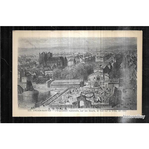 ancien nantes l'exposition nationale sur les cours et vue sur la ville en 1861carte postale ancienne